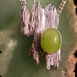 Jade on Sterling Silver Broomcast Necklace