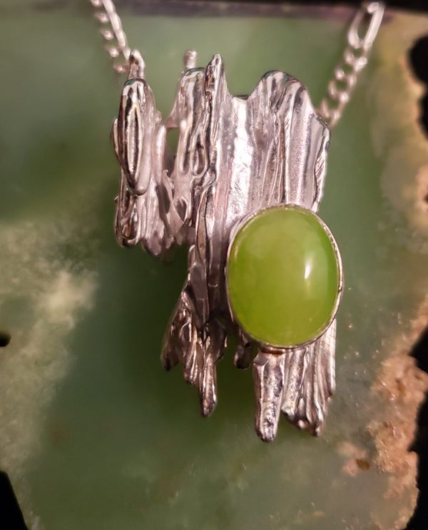 Jade on Sterling Silver Broomcast Necklace