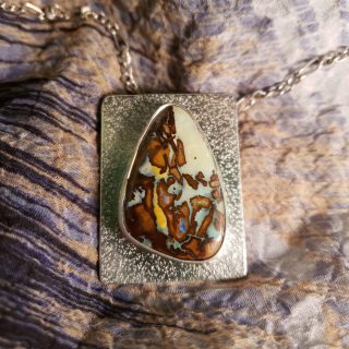 Boulder Opal and Silver Pendant