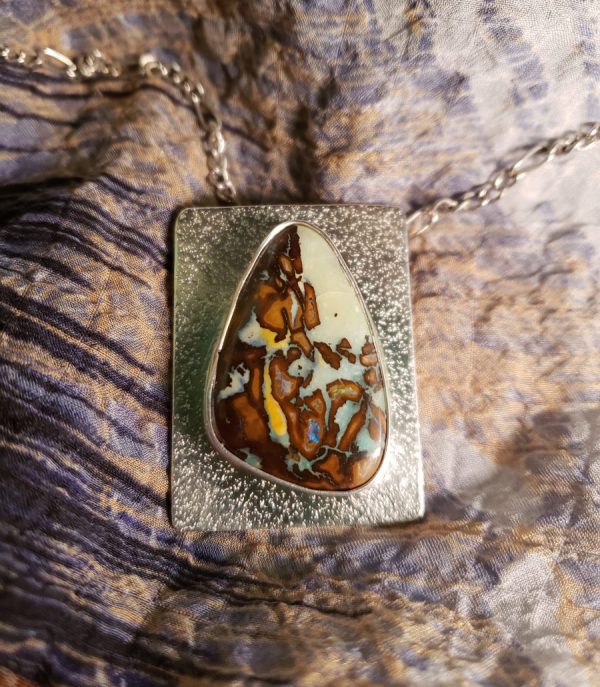 Boulder Opal and Silver Pendant