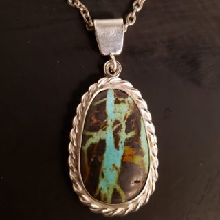 Blue Moon Turquoise and Silver Pendant