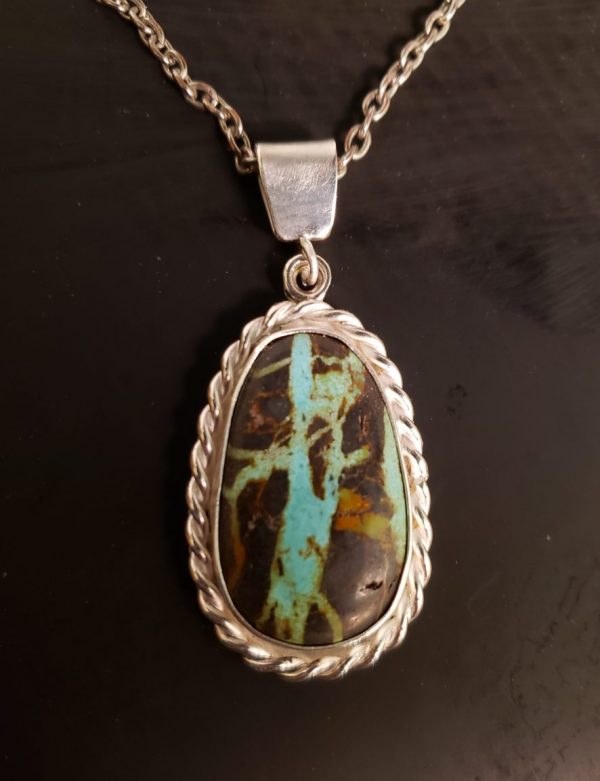 Blue Moon Turquoise and Silver Pendant