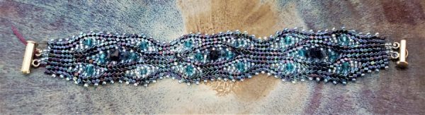 Butterfly Blue Bead woven Herringbone Bracelet